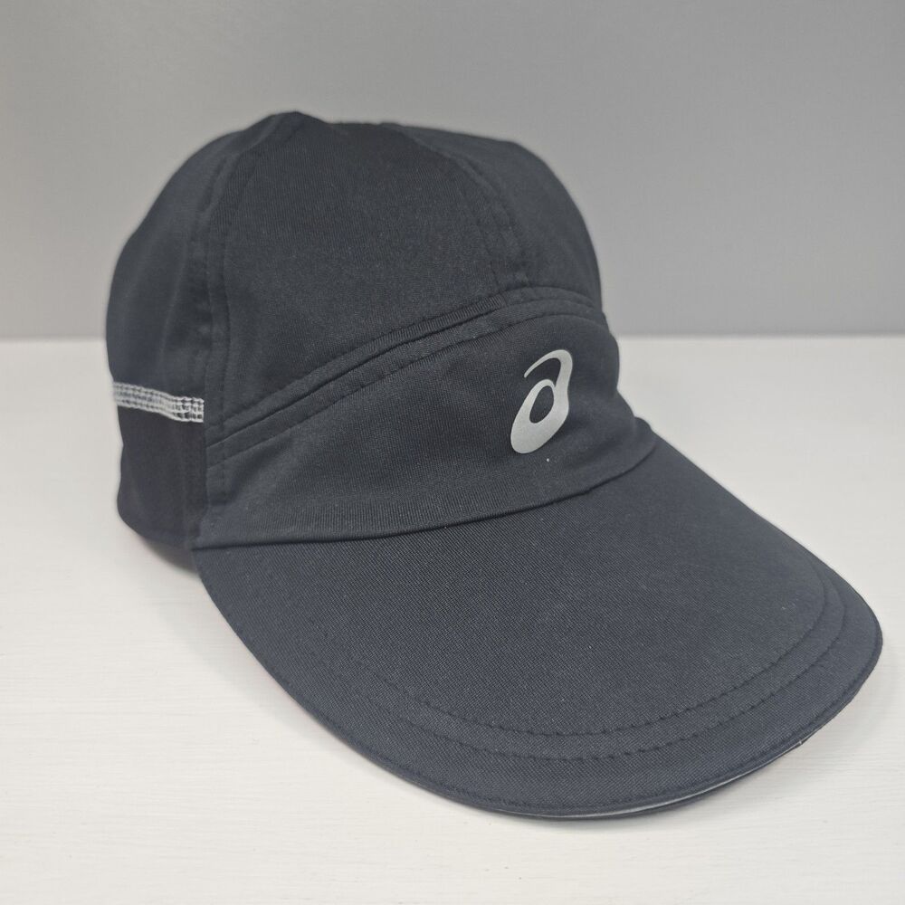 ASICS Ultra Lightweight Running Cap Gray Panel Hat Adjustable Reflect Strapback